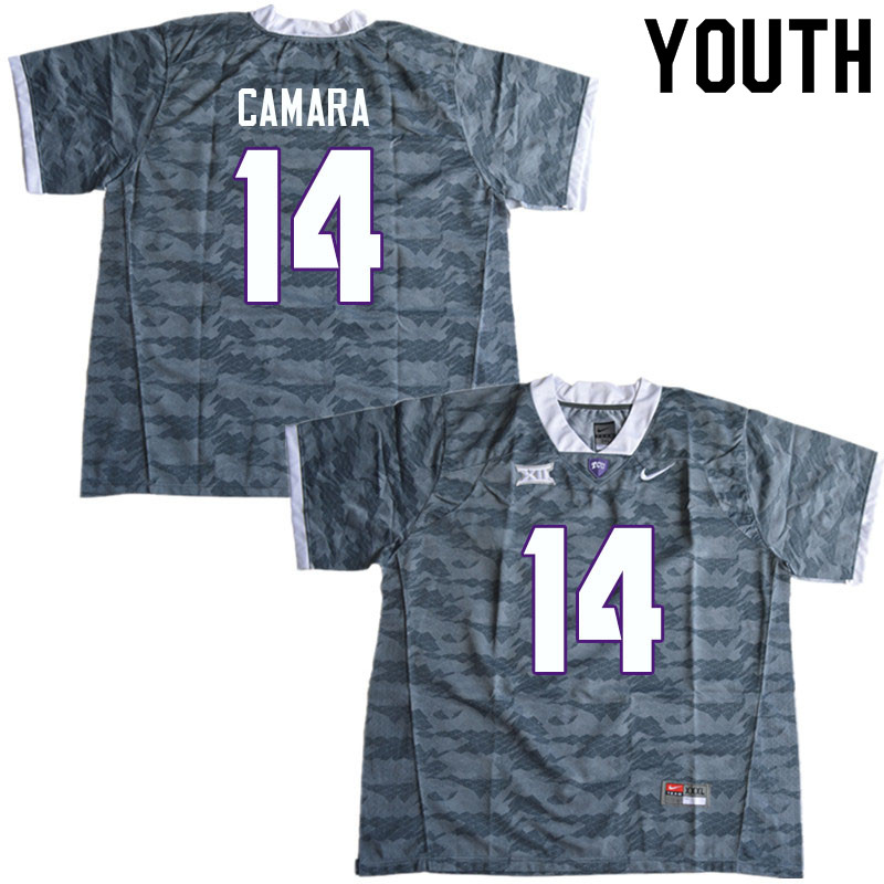 Youth #14 Abraham Camara TCU Horned Frogs College Football Jerseys Sale-Gray - Click Image to Close